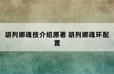 胡列娜魂技介绍原著 胡列娜魂环配置